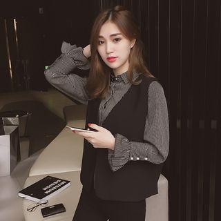 Set: Striped Shirt + Plain Vest