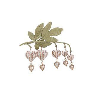 Fashion Luxury Enamel Leaf Tassel Lily Of The Valley Brooch With Imitation Pearls Silver - One Size