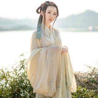 Hanfu Long-sleeve Top / Light Jacket / Maxi Skirt / Headband / Belt / Set