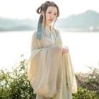 Hanfu Long-sleeve Top / Light Jacket / Maxi Skirt / Headband / Belt / Set