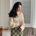 Bobble Cable-knit Cardigan Cream - One Size