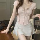 Sort-sleeve Paneled T-shirt / Skort