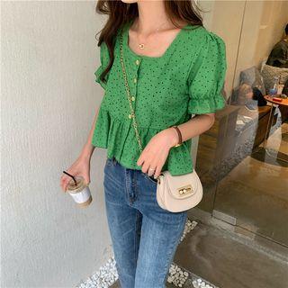 Eyelet Short-sleeve Blouse