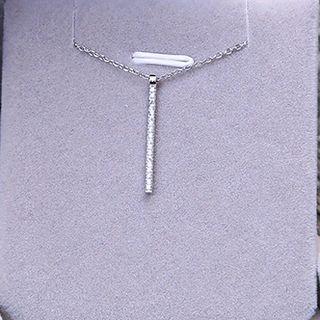 Rhinestone Bar 925 Sterling Silver Necklace Silver - One Size