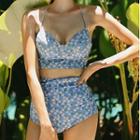 Set: Halter Neck Floral Swim Camisole Top + Bottom