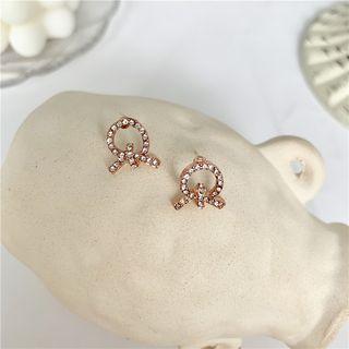 Rhinestone Knot Earring 1 Pair - Earrings - One Size
