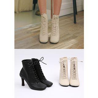Lace-up Heeled Short Boots