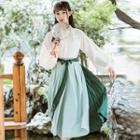 Hanfu Set: Long-sleeve Top + Wide Leg Pants