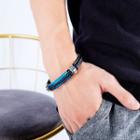 Stainless Steel Faux Leather Bracelet 1359 - Bracelet - One Size