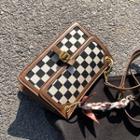 Chessboard Panel Faux Leather Crossbody Bag