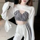 Zebra Print Cropped Camisole Top / Cropped Hoodie / Sweatpants