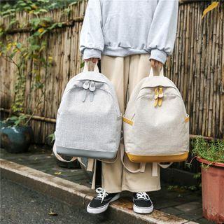 Faux Leather Panel Melange Backpack