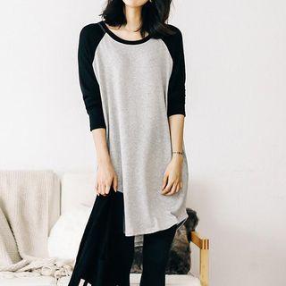 Color Block Long-sleeve T-shirt Dress