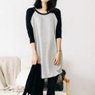 Color Block Long-sleeve T-shirt Dress