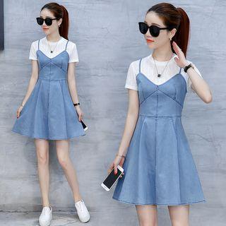 Denim Spaghetti Strap A-line Dress
