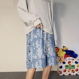 Side Button-up Print Shorts