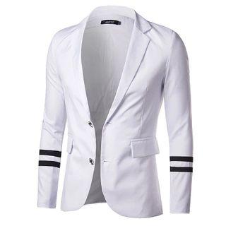 Contrast Trim Single-breasted Blazer