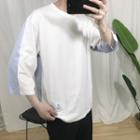 Couple Matching 3/4-sleeve Striped Panel Shirt