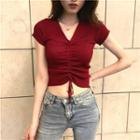 Drawstring Front Cropped Top