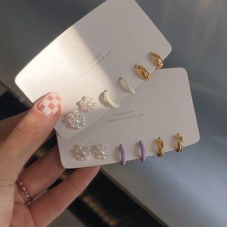 3 Pair Set: Faux Pearl / Resin Alloy Earring (various Designs)
