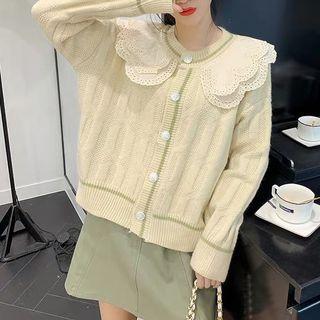 Ruffled Buttoned Cardigan