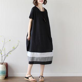 Short-sleeve Panel Balloon Dress