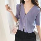 Short-sleeve Zip Cardigan