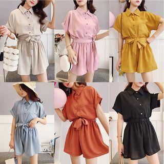 Short-sleeve Collared Playsuit