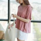 Pintuck-detail Loose-fit T-shirt