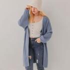 Open-front Ribbed Knit Cardigan