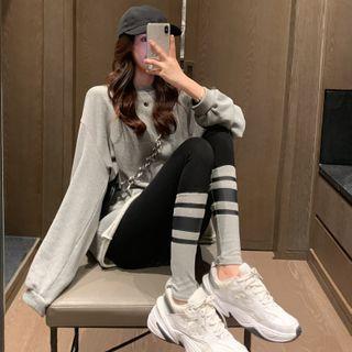 High Waist Color-block Striped Pants