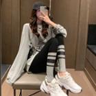 High Waist Color-block Striped Pants