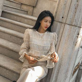 Frilled Smocked Chiffon Blouse