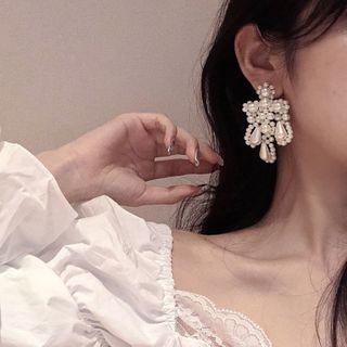 Faux Pearl Bow Drop Earring As Shown In Figure - One Size