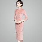 Traditional Chinese 3/4-sleeve Floral Dress