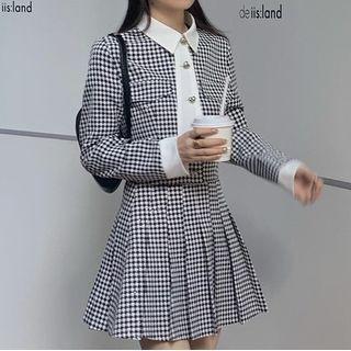 Plaid Top / Pleated Skirt