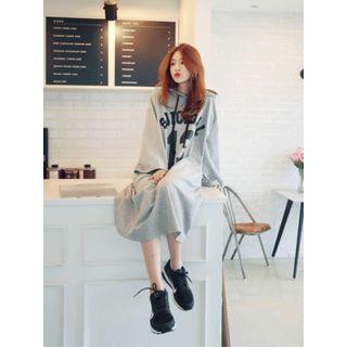 Lettering Hooded Midi Dress