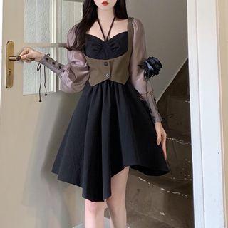 Halter Irregular Mini A-line Dress / Vest