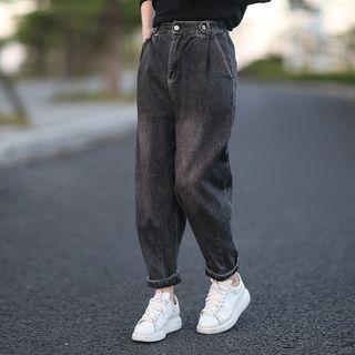 Washed Harem Jeans Black Gray - One Size