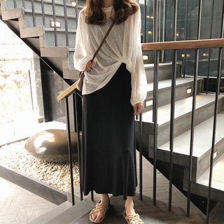 Long-sleeve Top / Sleeveless Midi Dress