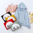 Cat Print Snap Button Hooded Jacket