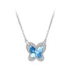 925 Sterling Silver Blue Butterfly Necklace With Austrian Element Crystal Silver - One Size