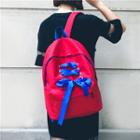 Embroidered Lace-up Backpack