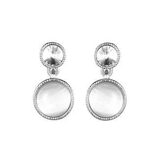 Simple And Fashion Geometric Round Earrings With Cubic Zircon And Opal Silver - One Size