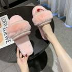 Furry Faux Pearl Slippers