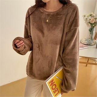 Drop-shoulder Faux-fur Pullover