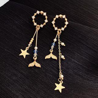 Rhinestone Hoop Mermaid Tail Dangle Earring 1 Pair - As Shown In Figure - One Size