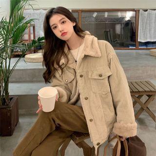 Fleece Lined Corduroy Single-breasted Jacket