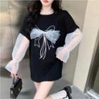 Mesh Bow T-shirt / Arm Sleeves / Set