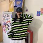 Striped Oversize Sweater Green - One Size